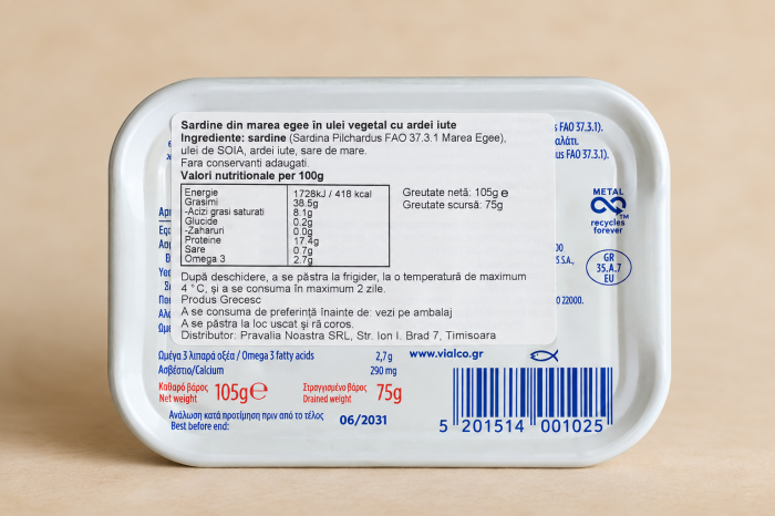 Sardine Ambrosia din Marea Egee în ulei vegetal, picante 105 g [2]
