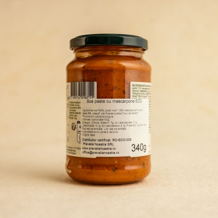 Sos paste rosii cu mascarpone ECO - 340g (fara zahar adaugat) [3]