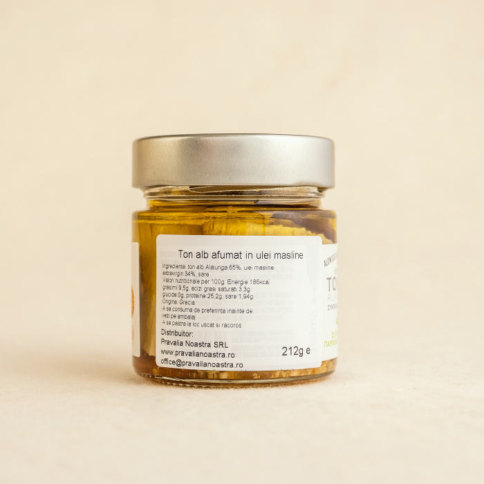 Ton alb Alalunga afumat in ulei masline extravirgin 212g [2]