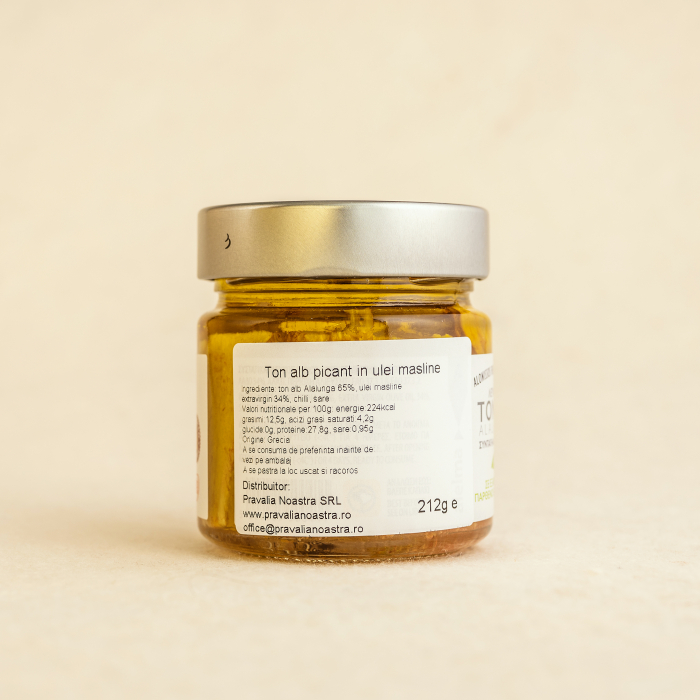 Ton alb Alalunga picant in ulei masline extravirgin 212g [2]