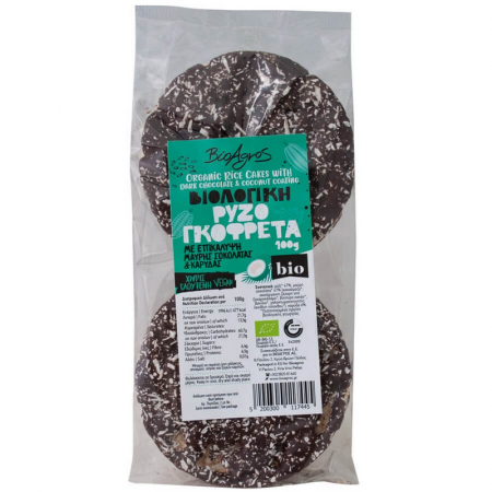 PRODUSE ECO / ORGANICE - Crackers orez in ciocolata neagra si cocos, fara gluten, 100g ECO