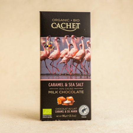 CIOCOLATA & CACAO - Cachet ciocolata caramel si sare 40% 90g ECO