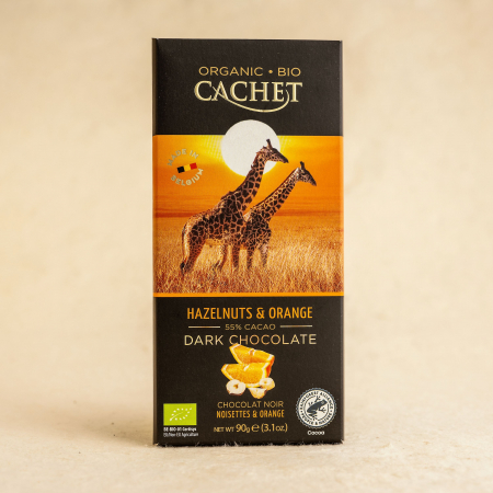 CACHET Ciocolată Neagră cu Alune & Portocale 90g ECO [0]