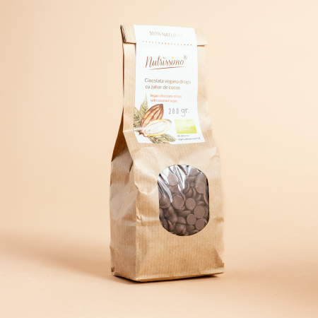 CIOCOLATA & CACAO - Ciocolata vegana drops  cu zahar de cocos 200g