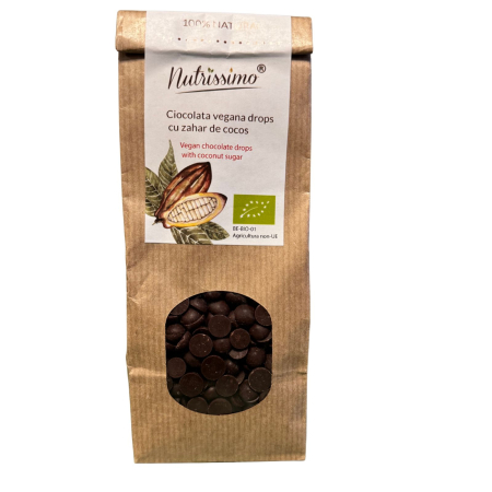 PRODUSE - Ciocolata vegana drops  cu zahar de cocos 200g