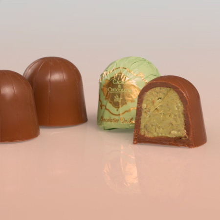 CIOCOLATA & CACAO - DUBAI CHOCOLATE STYLE - Ciocolată cu lapte umplută cu cremă de fistic și cataif