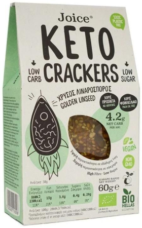 PRODUSE - Keto crackers cu semințe de in aurii, 60 g, Joice