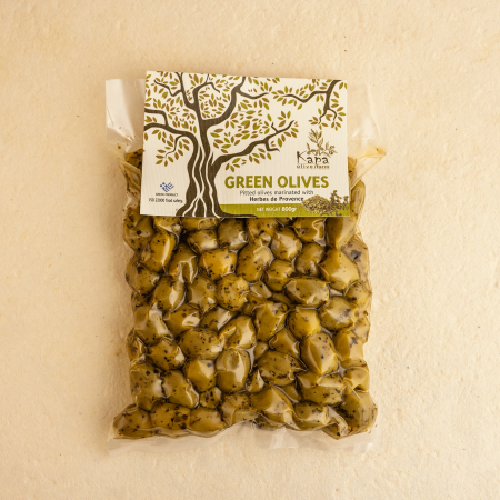 MĂSLINE - Masline verzi fara samburi cu ierburi de Provence - 800g