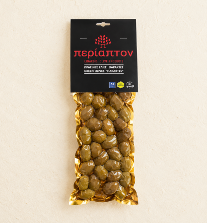 MĂSLINE - Măsline verzi Halkidiki Haraktes, crestate, Linardis – 350 g