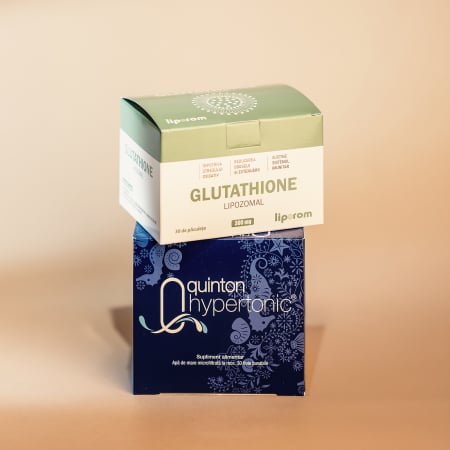 Toate Produsele - Pachet Glutathione Lipozomal 300mg Liporom+ Plasma Hipertonic Quinton