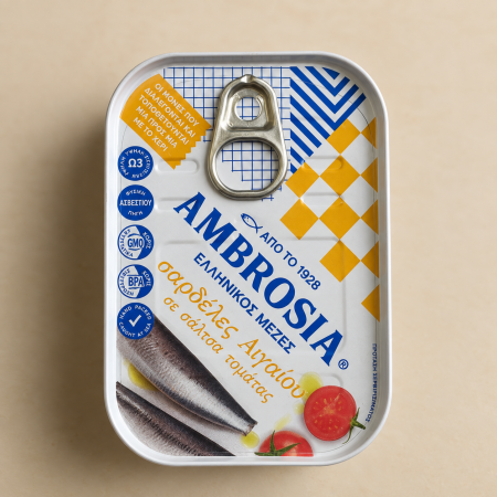 Toate Produsele - Sardine Ambrosia din Marea Egee în sos de roșii 105 g - Ambrosia