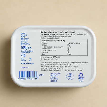 Sardine Ambrosia din Marea Egee în ulei vegetal 105 g - Ambrosia [1]