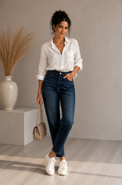 Blugi dama din denim cu buzunare la spate [3]