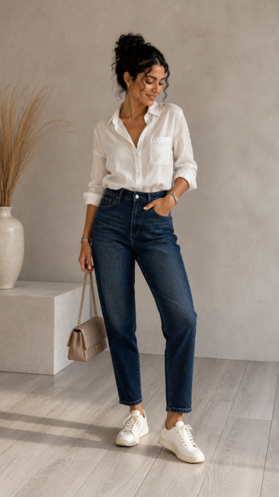 Blugi dama din denim cu buzunare la spate [2]