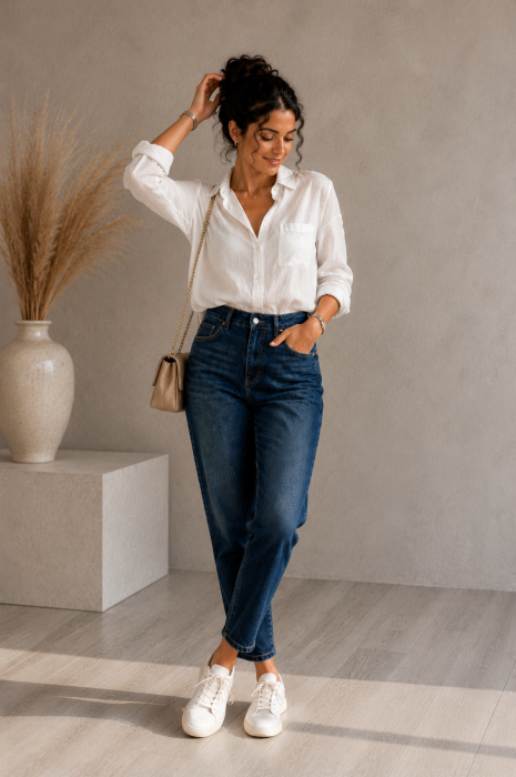 Blugi dama din denim cu buzunare la spate [4]