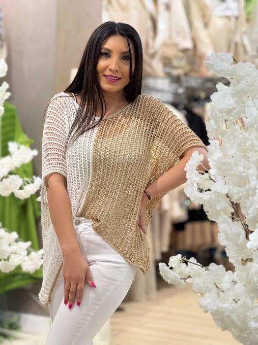 Bluza alb auriu cu anchior [4]