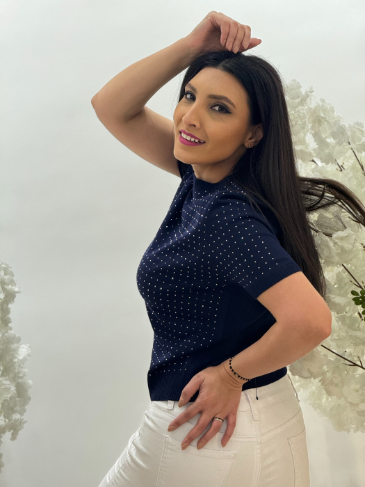 Bluza bleumarin cu pietricele aplicate [4]