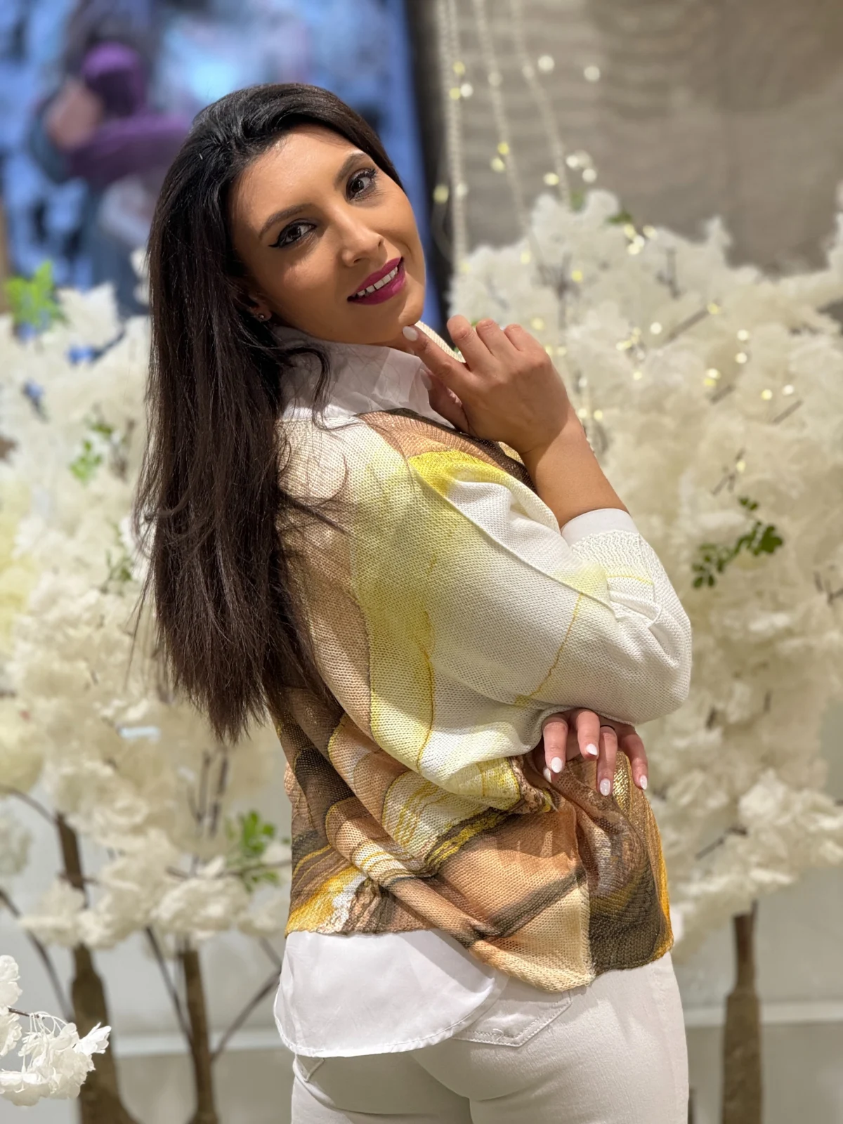 Bluza dama cu imprimeu mozaic bej [4]