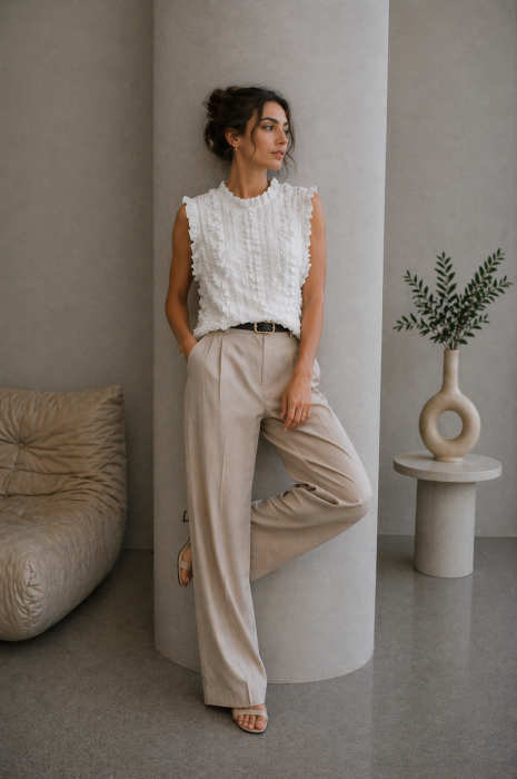 Bluza dama alba cu aspect creponat [2]