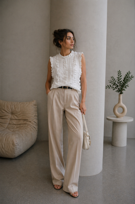 Bluza dama alba cu aspect creponat [4]