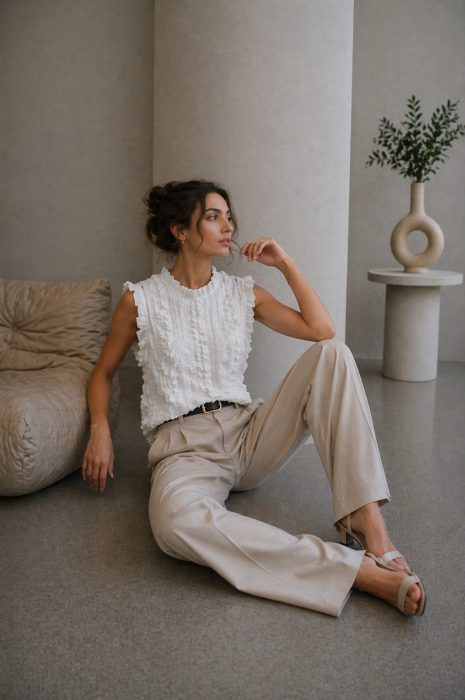 Bluza dama alba cu aspect creponat [3]