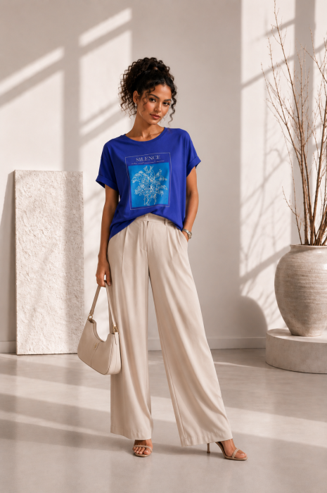 Bluza dama albastra cu imprimeu SILENCE [4]