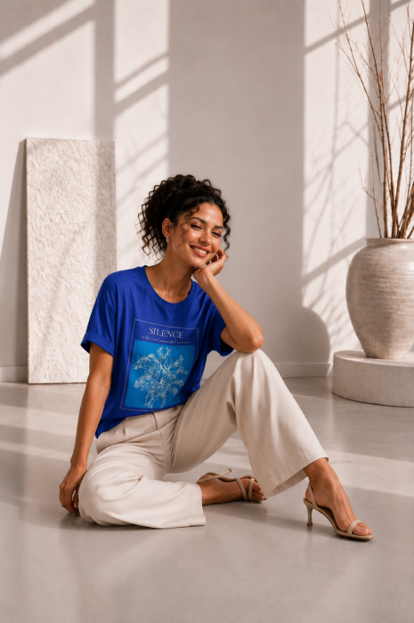 Bluza dama albastra cu imprimeu SILENCE [2]