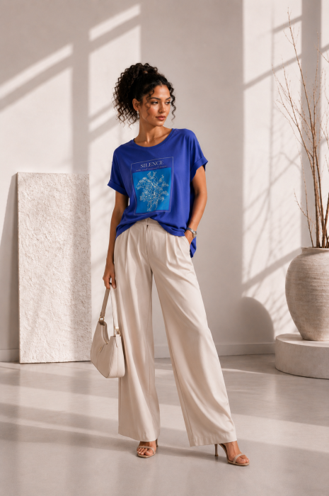 Bluza dama albastra cu imprimeu SILENCE [3]