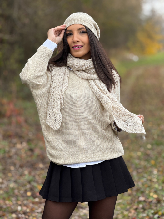 Bluza dama bej cu funda la spate [5]