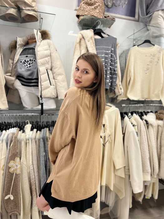 Bluza dama bej cu sclipici si anchior [2]