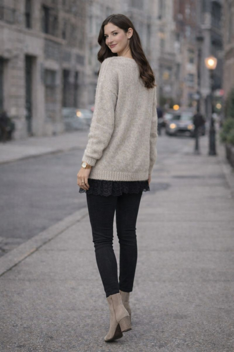 Bluza dama bej tricotat cu anchior si pietricele aplicate [4]