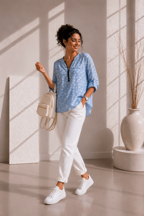 Bluza dama bleo din vascoza cu buline albe [4]