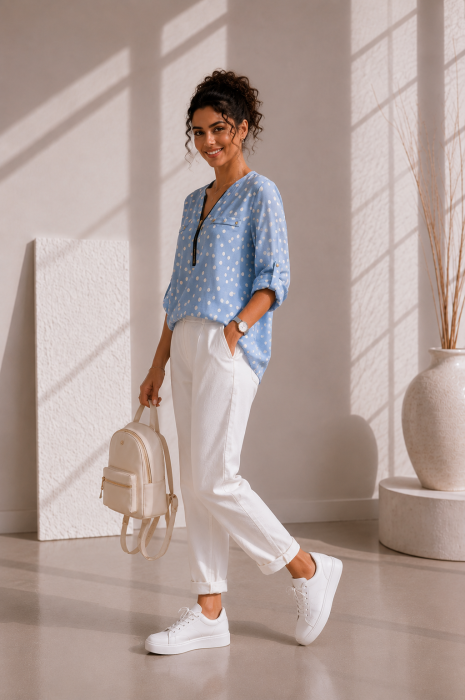 Bluza dama bleo din vascoza cu buline albe [2]