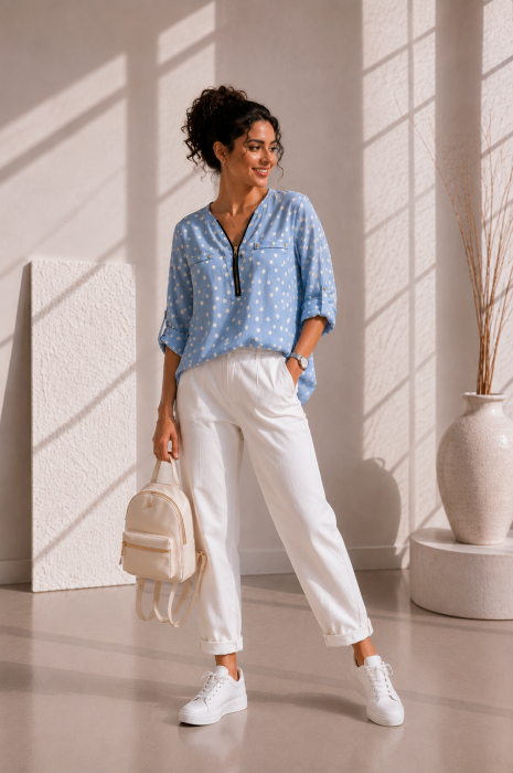 Bluza dama bleo din vascoza cu buline albe [3]