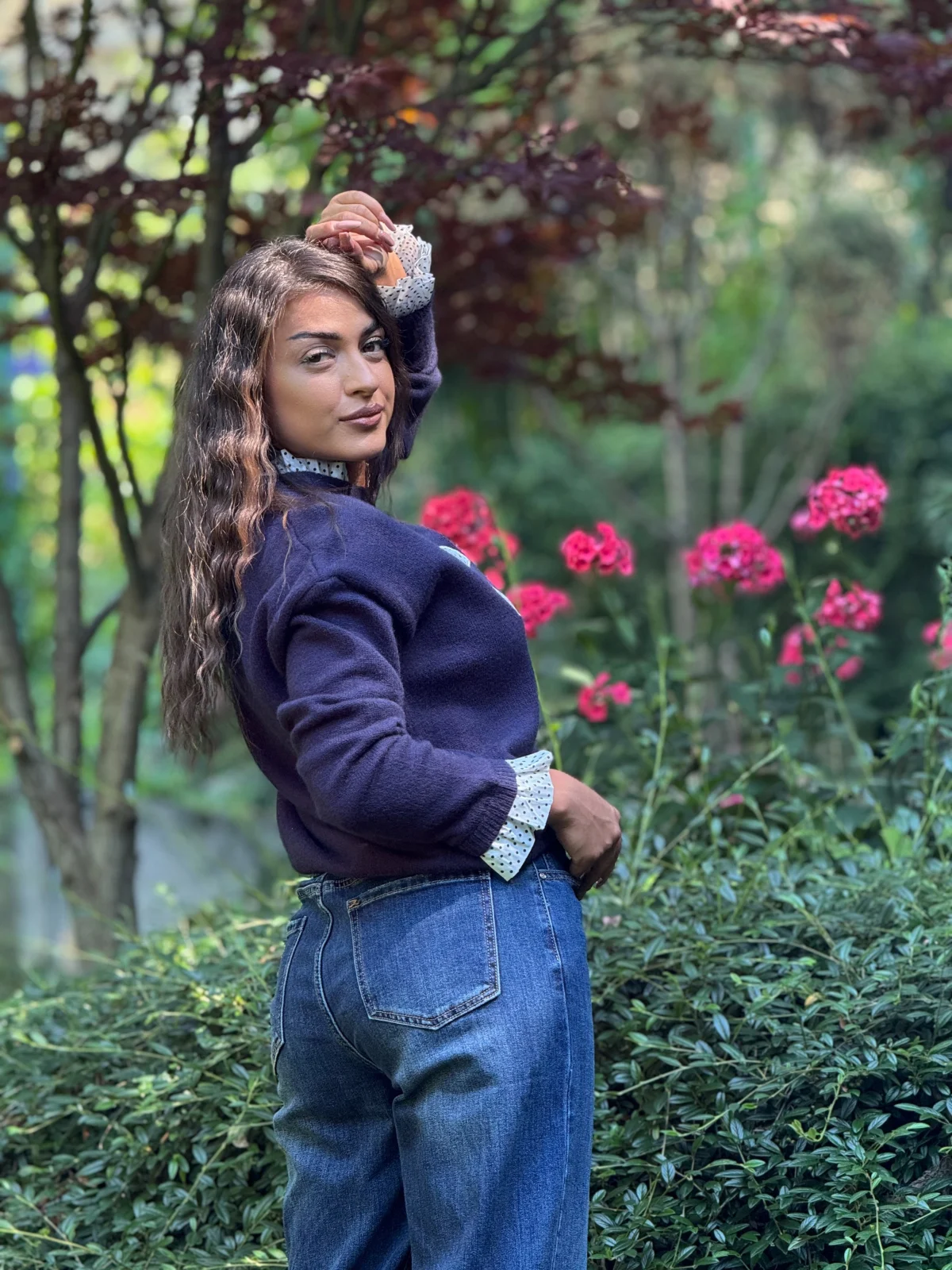 Bluză dama bleumarin cu imprimeu CIAO BELLA [3]