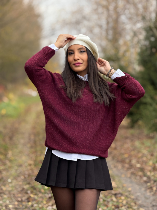 Bluza dama bordo cu funda la spate [1]