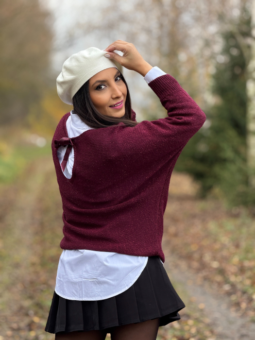 Bluza dama bordo cu funda la spate [4]