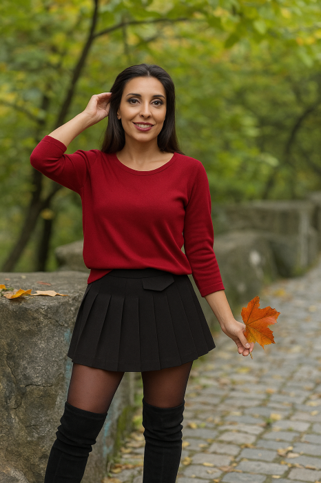 Bluza dama bordo cu guler rotund [1]