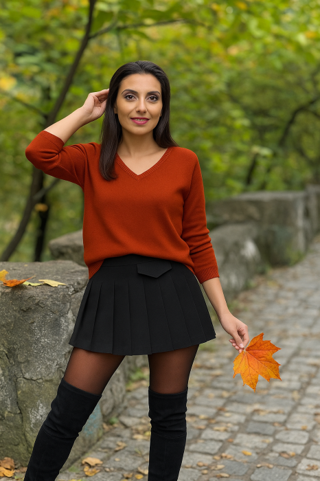 Bluza dama caramiziu in anchior [1]
