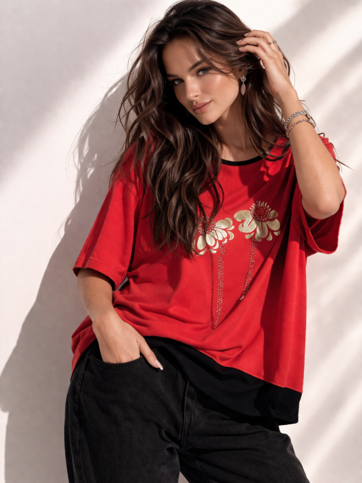 Bluza dama corai cu margarete din pietricele [2]