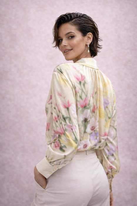 Bluza dama eleganta cu funda decorativa si imprimeu pastel [2]