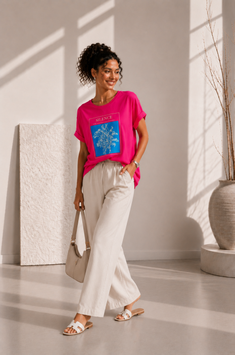 Bluza dama fuxia cu imprimeu SILENCE [2]