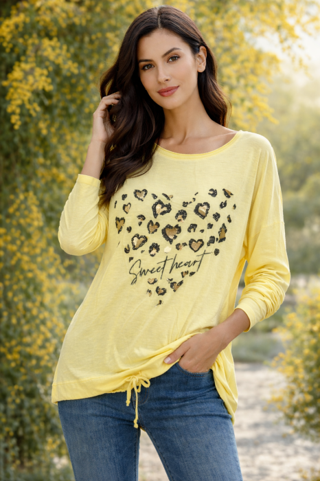 Bluza dama galbena cu inimioara si animal print [2]