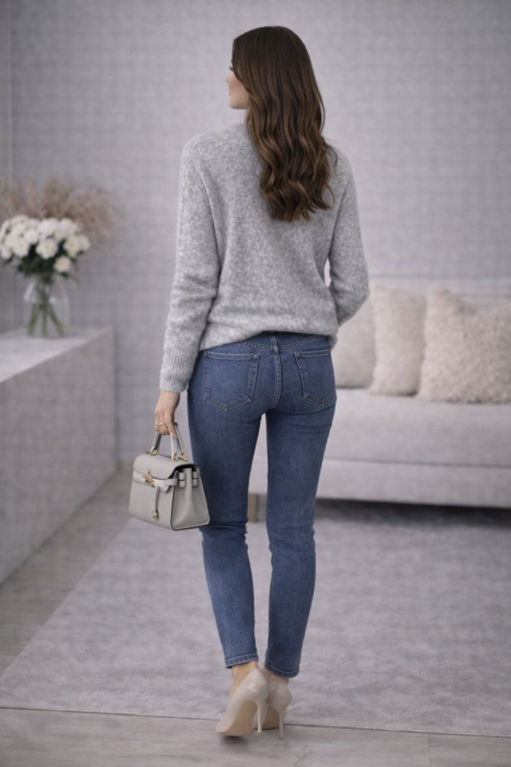 Bluza dama gri cu aplicatii flori din margelute si paiete [5]