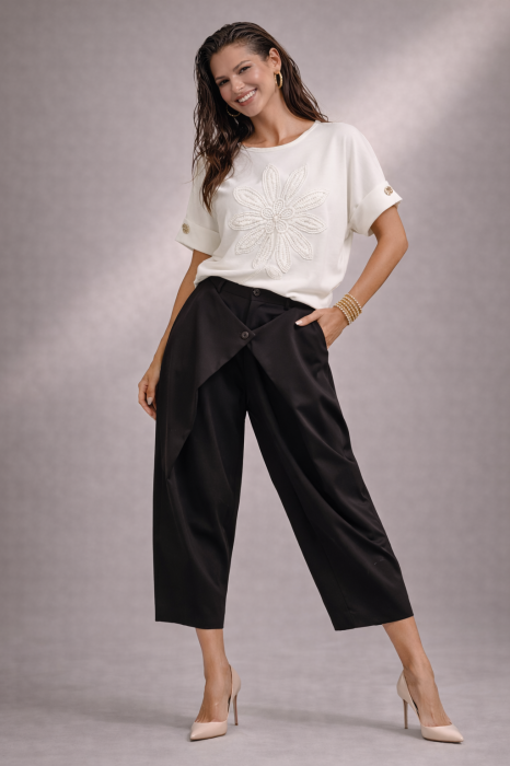 Bluza dama ivory stil fluture cu floare brodata [2]