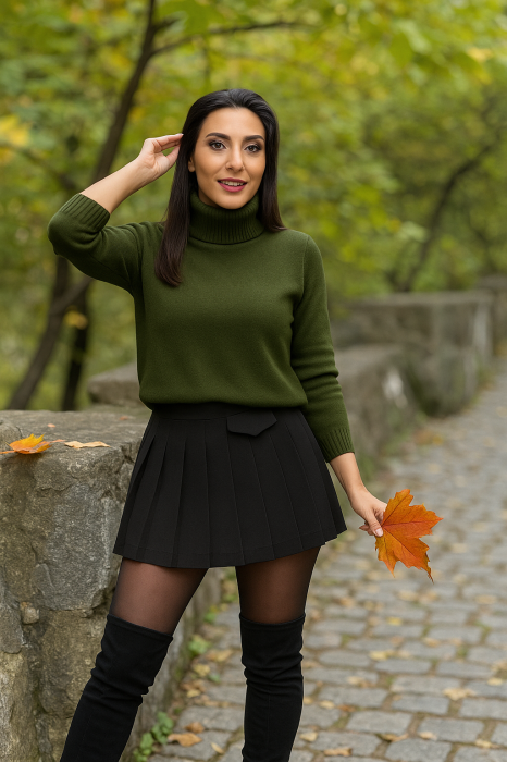 Bluza dama kaki cu gat inalt [1]