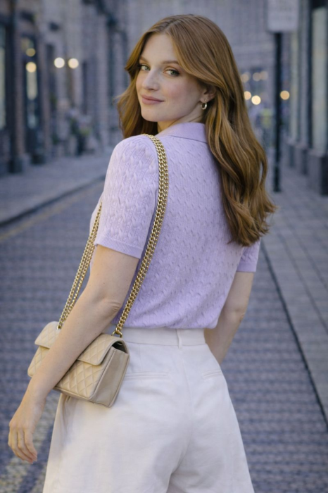 Bluza dama lila cu guler si ursulet [3]