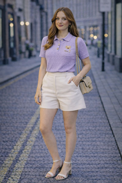 Bluza dama lila cu guler si ursulet