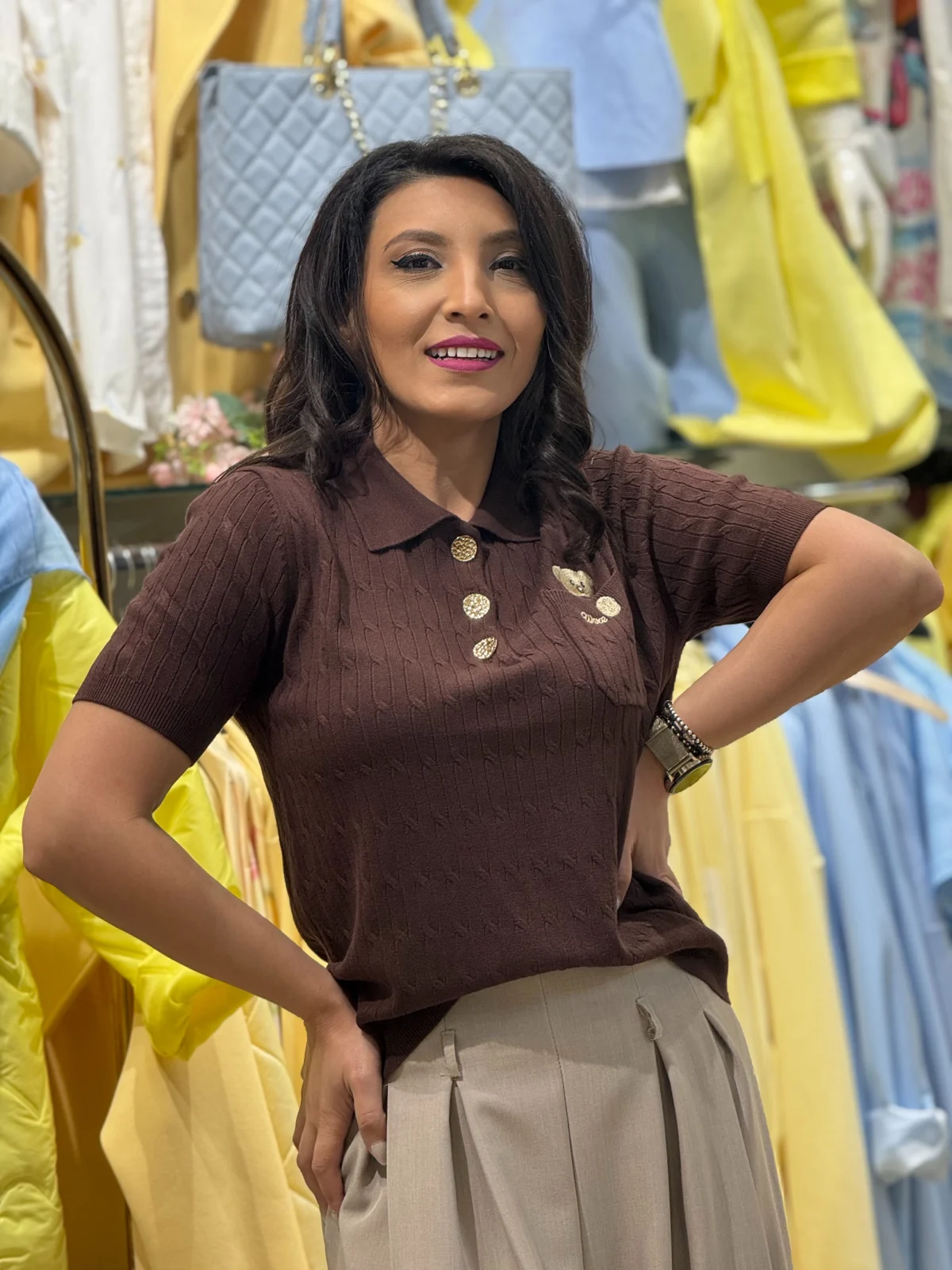 Bluza dama maro cu guler si ursulet [3]