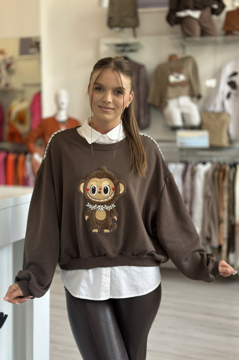 Bluza dama maro cu imprimeu LABUBU